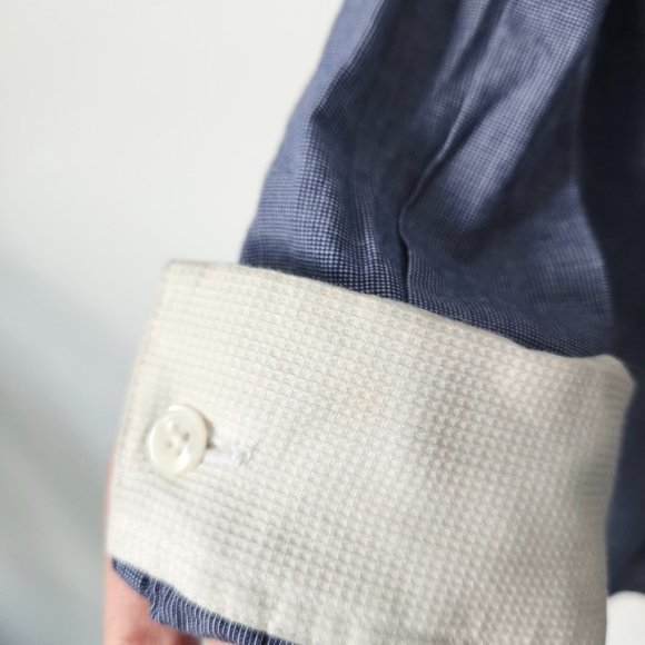 Y2K Pendleton Blue & White Waffle‎ Weave Button Down Shirt Women's Size 12 - Picture 9 of 13